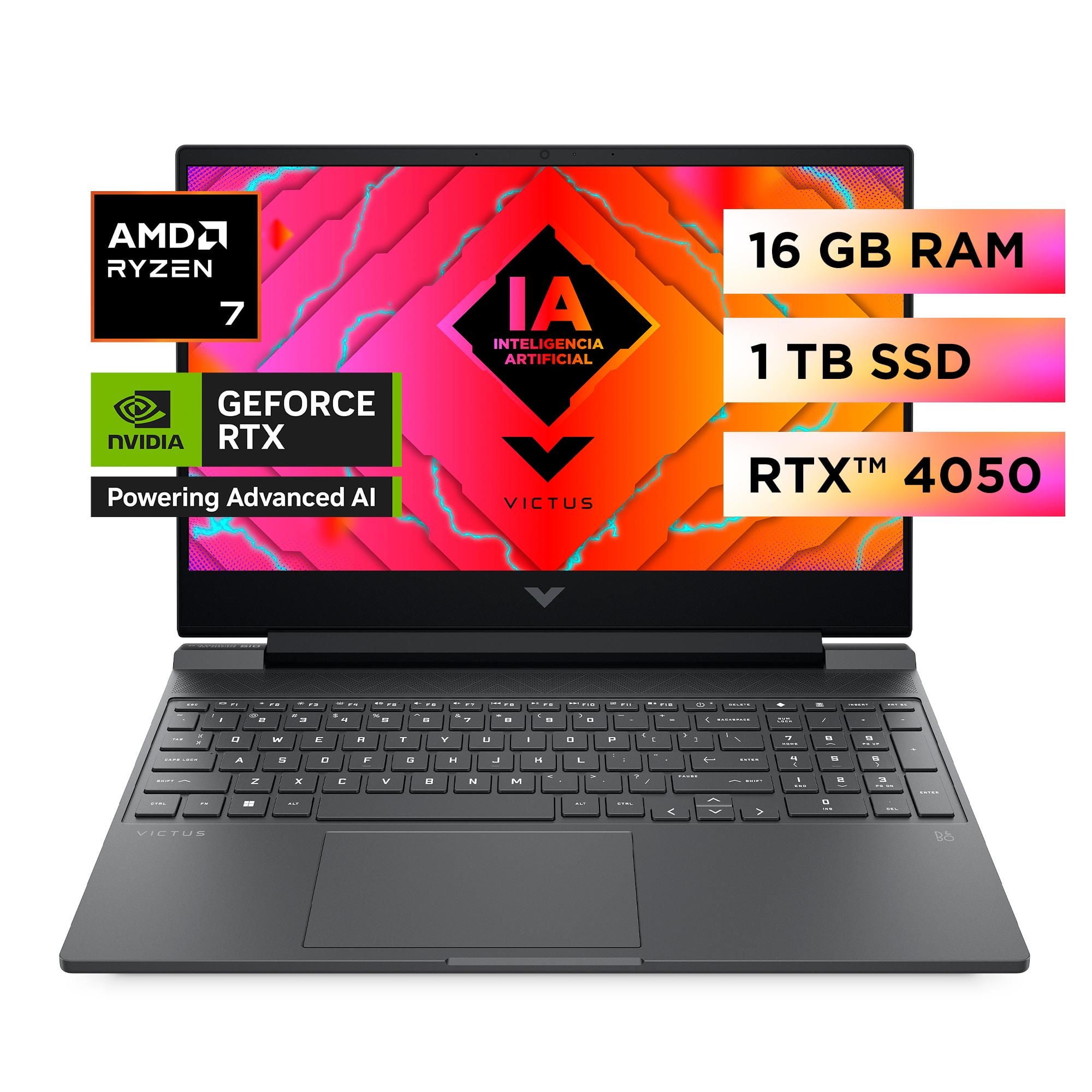 Hp - Notebook Gaming Victus 15-Fb2019La 15,6"" Fhd Amd Ryzen 7 16Gb 1Tb Ssd Plateado Rtx 4050