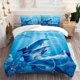 thumbnail image 1 of 3pcs Dreamy Blue Dolphin Water Play Light Effect Illustration Theme Bedding Set Duvet Cover and Pillowcases, 1 of 5