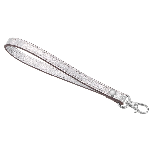 Correa de muñeca de cuero Uxcell, correa de mano de 190mm/7.48" para bolso clutch, billetera, llavero, DIY (Plata, Plata)