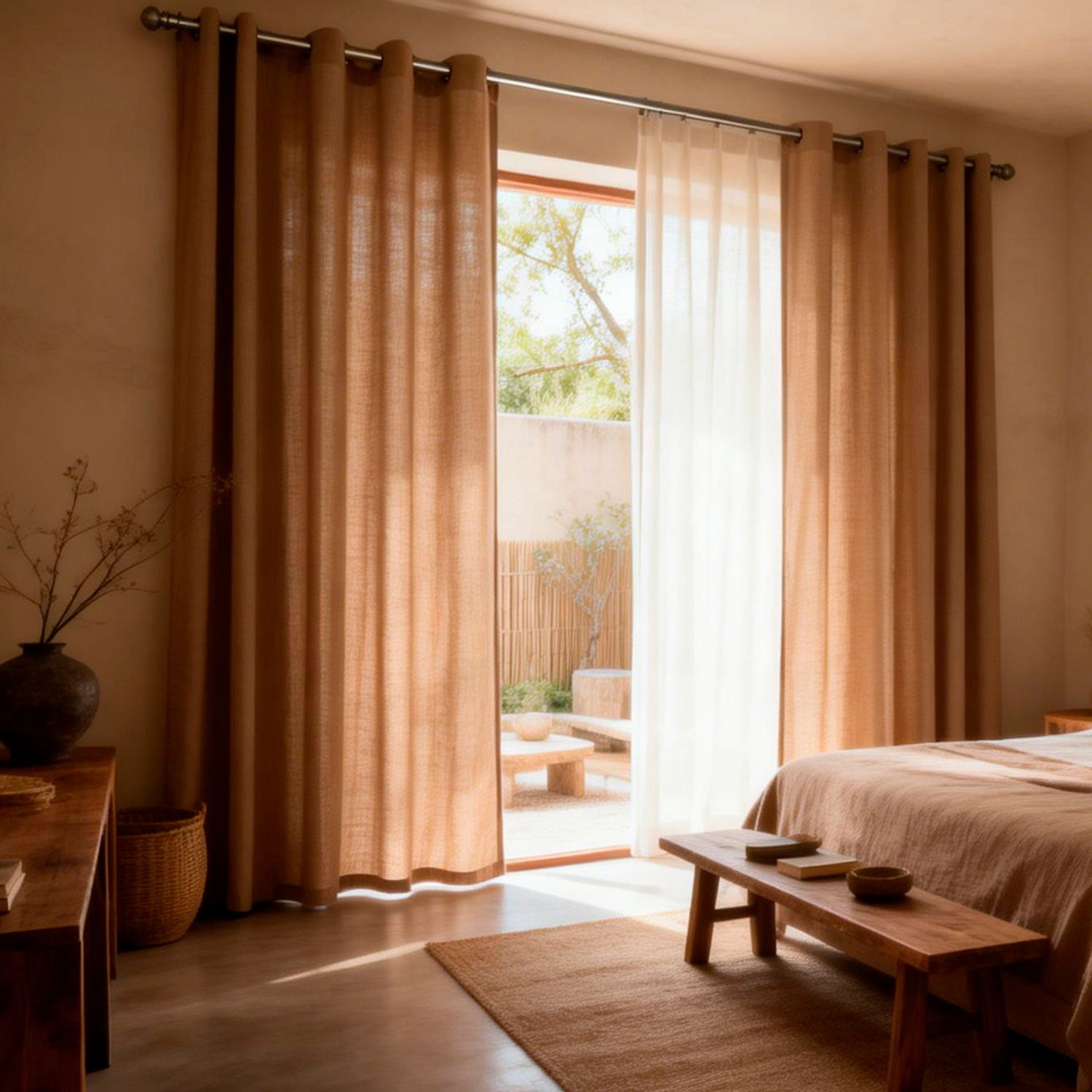 Dib - Cortina 2 Paños Textura Lino Milano Tostado