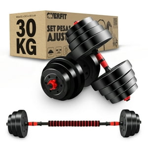 Overfit - Set Mancuernas Y Barra Unibles 30Kg Fitness Pesas Ajustables