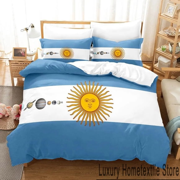 Argentina Flag Bedding Set Duvet Cover Comforter Pillowcase Boys Girls Adults Bedroom Bed Sheets