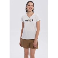 Fashionspark - Polera Mujer Dobladillo Manga Crudo