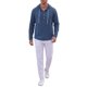 thumbnail image 2 of INSPIRE CHIC Camisa de Hombre con Capucha de Lino de Manga Larga con Botones y Rayas Henley con Capucha L Azul Marino, 2 of 6