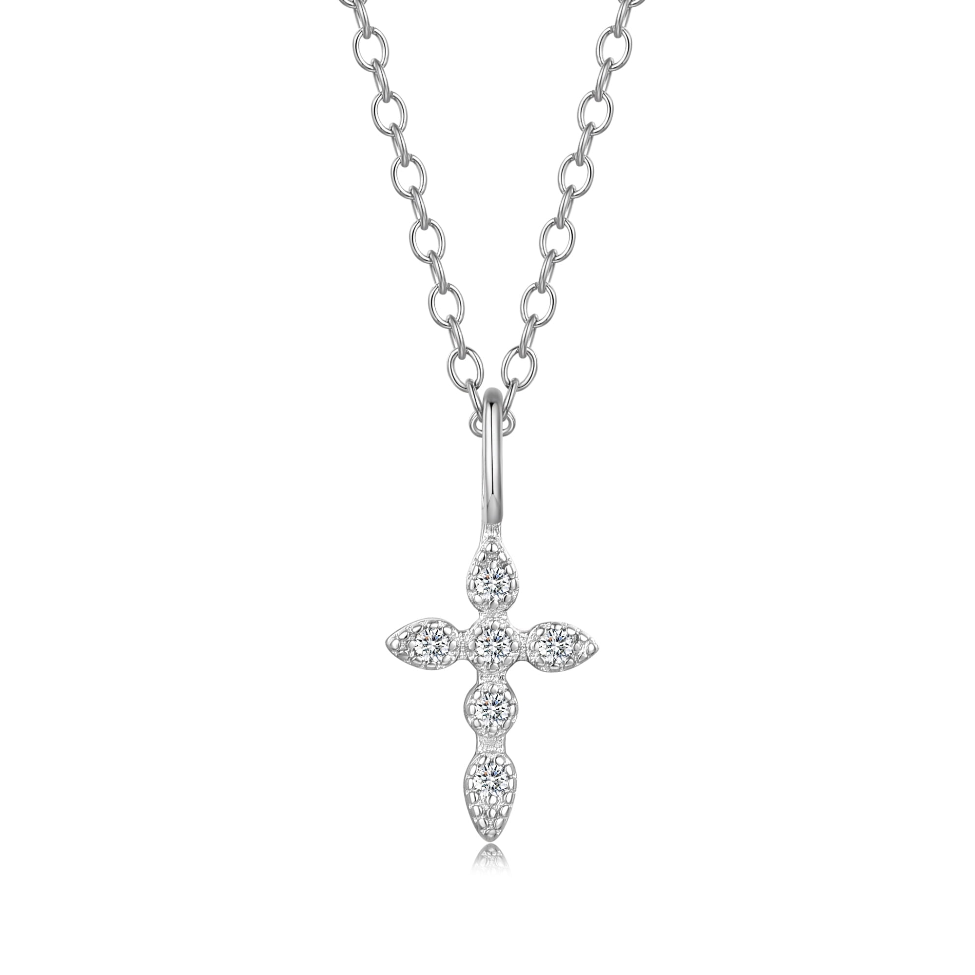 Collar Heshpaws Cruz Con Piedra De Nacimiento Plata S925