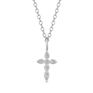 Collar Heshpaws Cruz Con Piedra De Nacimiento Plata S925
