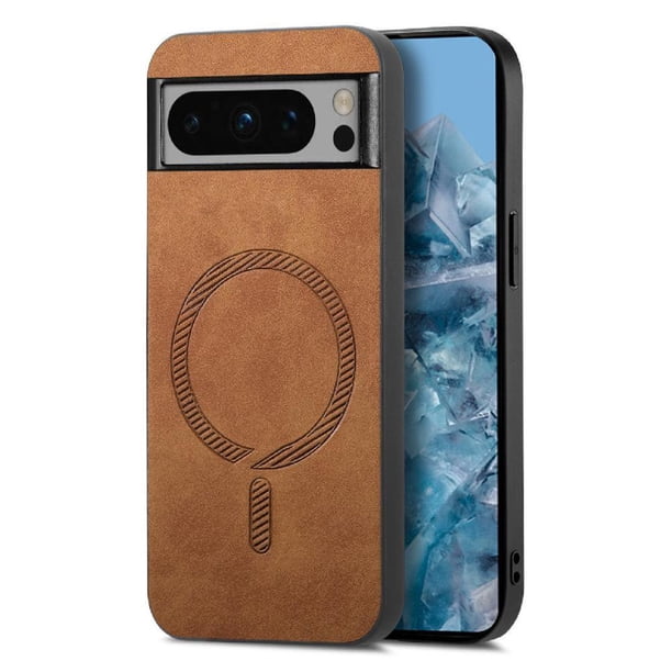 Magnetic Slim Case for Google Pixel 8 Pro with Camera Guard & Anti-Scratch Back Brown