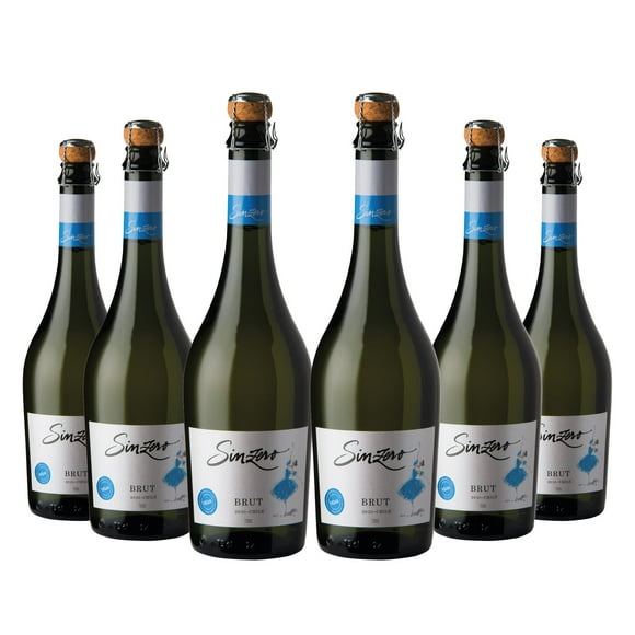 SINZERO Sparkling Brut - Alternativa de champán seco sin alcohol - Bajas calorías, acidez equilibrada, 25.4 FlOz - Paquete de 6