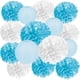 thumbnail image 1 of 15 piezas de pompones de papel de seda para decoración de baby shower, farolillos de papel variados, kit de suministros para fiestas con temática de Frozen en blanco y azul, para baby shower de niño,, 1 of 7