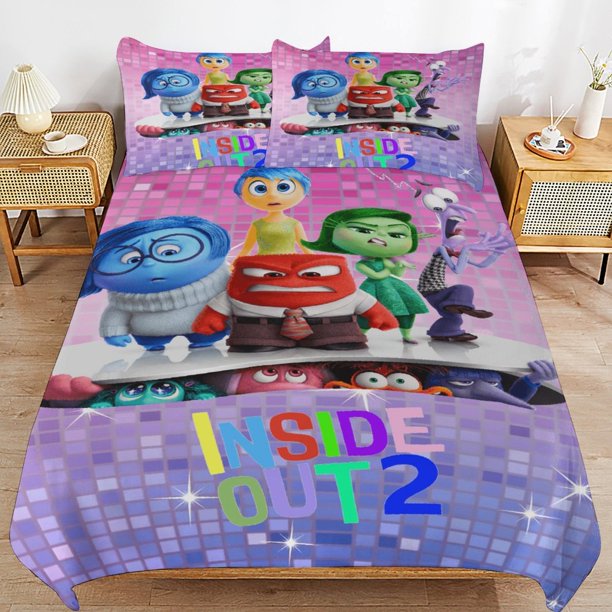x192 Inside Out 2 Bed Duvet Cover Microfiber Bedding Sets 3D Printed Lightweight 3 Piece Comforter Sets, 1 Duvet Cover And 2 Pillow Shams for Kids Boys Girls 79"x90" jn192