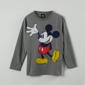 Polera Manga Larga Niño Mickey Classic Pose Gris Disney