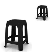 Genérico - Piso Banquito Plastico Negro Apilable Firme