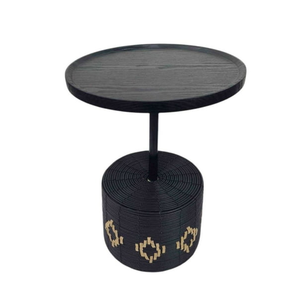 Mesa Lateral Mesa De Centro Negra Moderna Flor 52cm