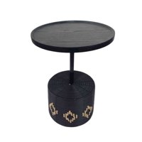 Oem - Mesa Lateral Mesa De Centro Negra Moderna Flor 52Cm