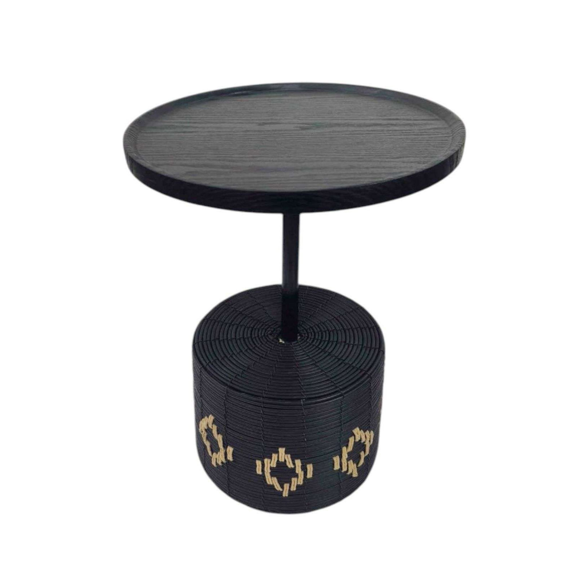 Oem - Mesa Lateral Mesa De Centro Negra Moderna Flor 52cm