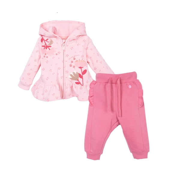 Buzo Bebé Niña Estampado Floral con Vuelos Rosado