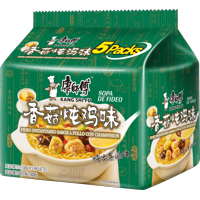 Fideo Instantaneo Kang Shi Fu Sabor A Pollo Con Champiñón 100G*Pack 5 Bolsas