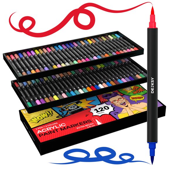 Marcadores de Pintura Acrílica DENKSY 120 colores de punta doble