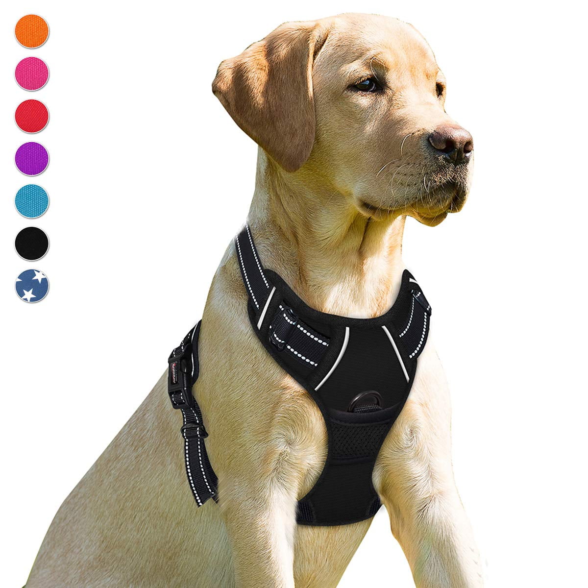 Arnés Para Perros Barkbay Sin Tirones Reflectante Para Perros Grandes, Color Negro