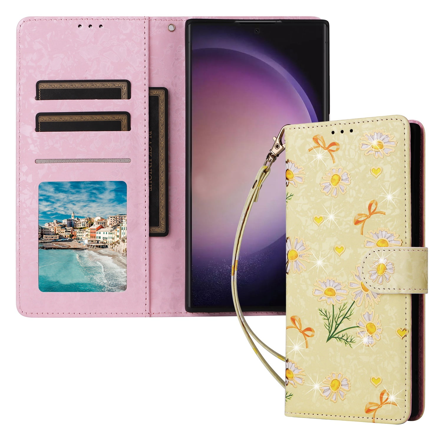 Foxdock Funda Tipo Cartera Floral Para Samsung Galaxy A54 5g ,funda Con Tapa De Cuero Pu, Protección Antigolpes Con Ranuras Para Tarjetas Y Soporte