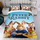 thumbnail image 4 of Peter Rabbit Conjunto de sábanas temático, trío de piezas, cómodo y amigable con la piel, diseño único, regalo de decoración para el hogar para familiares, amigos y fans,135cm *200cm, 4 of 6