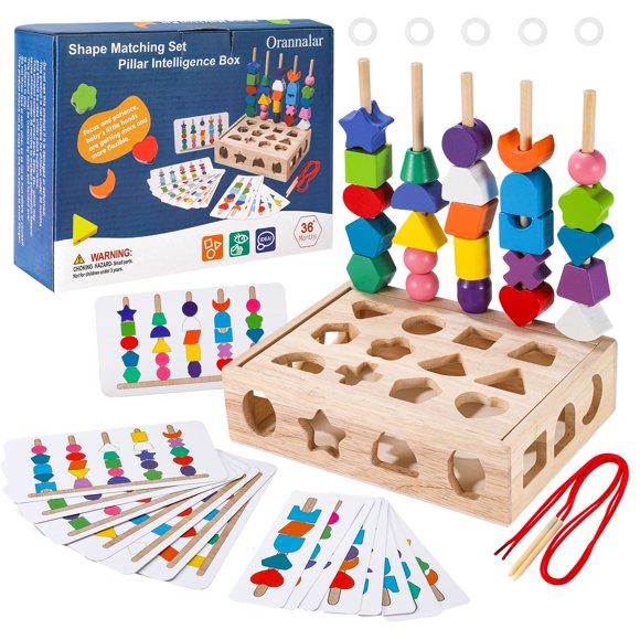 Juego de juguetes Montessori de cuentas de madera secuenciación 3 en 1 Orannalar