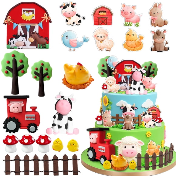 Decoraciones para tartas con temática de Sunshuang Farm, 20 unidades, para baby shower