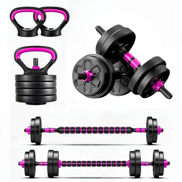 Set Mancuernas Convertible A Barra Ajustables 10 Kg rosa