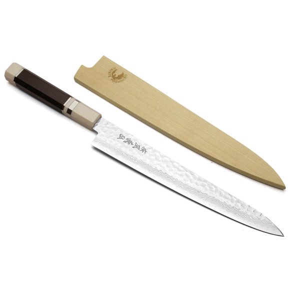 Cuchillo Yoshihiro VG10 240 mm Damasco con mango de ébano