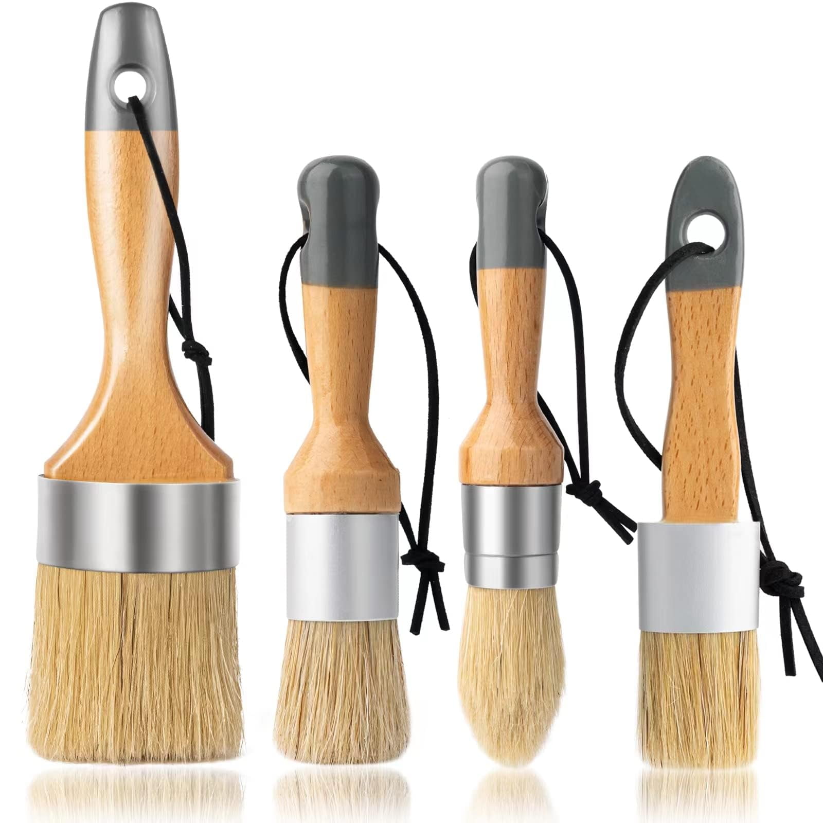 Set De Pinceles Para Muebles Yibaibrush, Tiza Y Cera, 4 Unidades