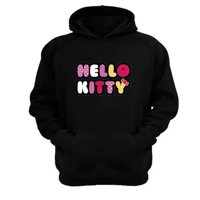 Genérico - Polerón Canguro Gatita Kitty Negro Talla Xl Unisex