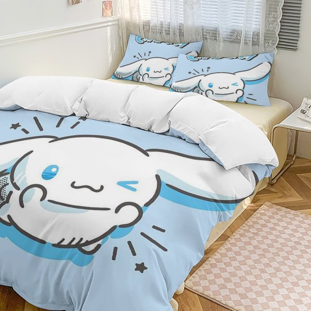 Cinnamoroll 3-Piece Twin Bed Set - Includes 1 Single Comforter And 2 Pillowcases Bedding - Fade Resistant Microfiber - Cinnamoroll