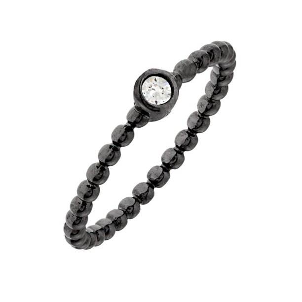 Anillo ELEGANT CONFETTI Venice en oro negro de 18 quilates con circonita cúbica, apilable