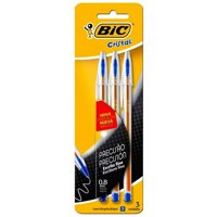 Bic - Pack X 4 Blister 3 Bolígrafos Cristal Fino / 3 Azul –