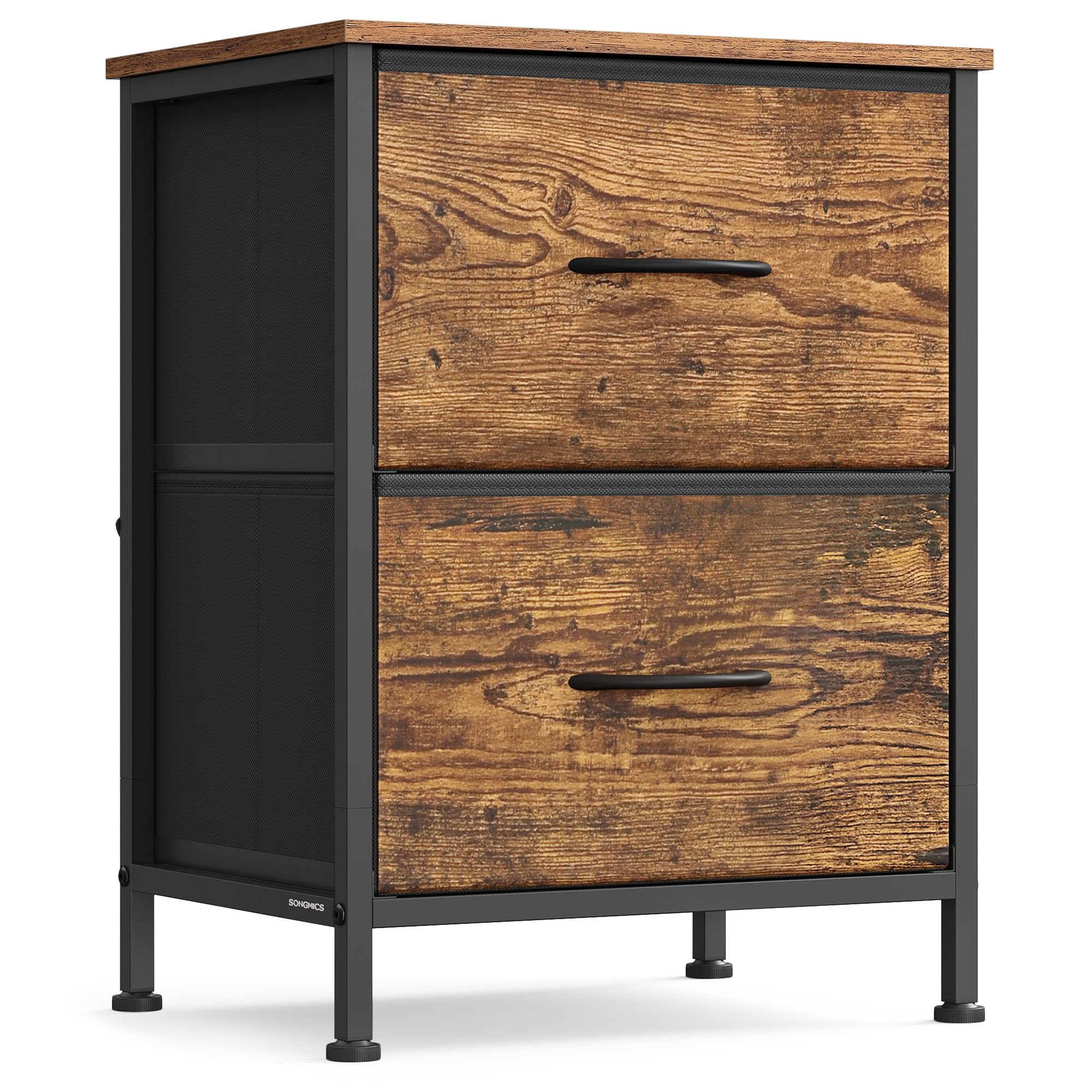 Cómoda Songmics Ulgs312b02s Con 2 Cajones De Acero Mdf Rústico, Marrón