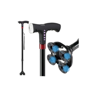 Genérico - Bastón Plegable Con Radio, Luz Y Alarma/Casadelasalud Color Negro