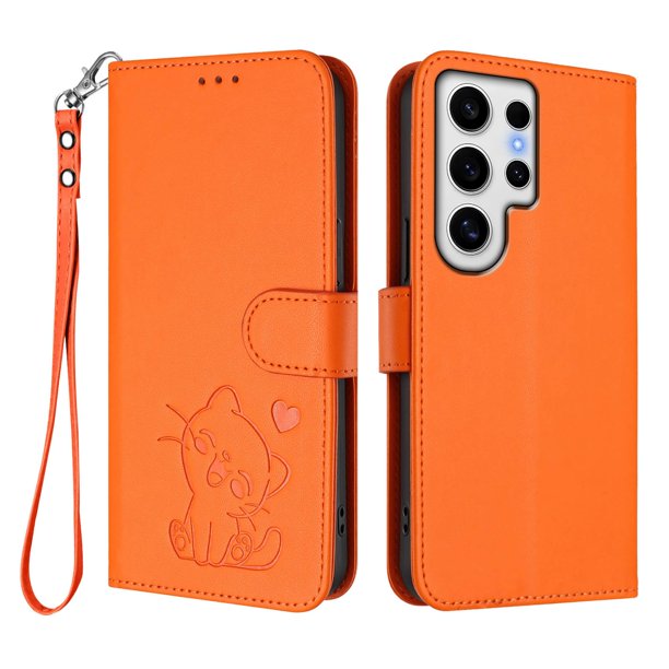 Funda Billetera con Espacio para Fotos para Samsung Galaxy S24 Ultra, Naranja