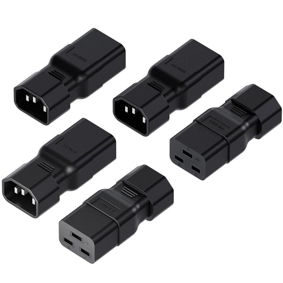 Adaptador de CA Vellcon C14 a C19, paquete de 5, negro