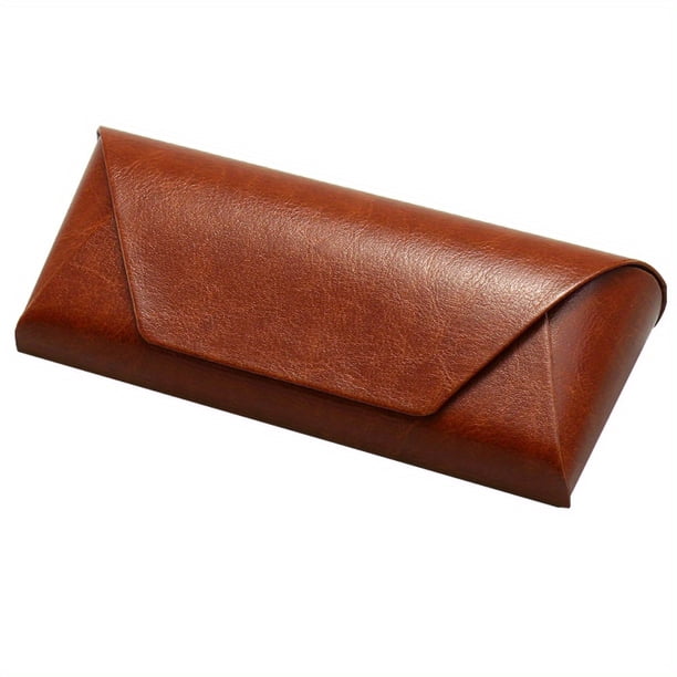 Eyeglass Case Hard Shell, Portable Sunglass Case, Fashionable PU Leather Eyeglass Case, Lightweight Black Brown Eyewear Case