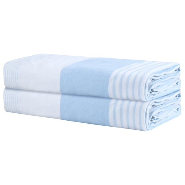REGALWOVEN Juego de 2 Toallas de Baño de Algodón Absorbentes, Ultra Suaves, Ligeras, de Secado Rápido, Perfectas para Uso Diario Azul 28' x 56'
