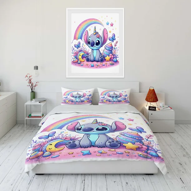 Stitch Printed Quilt Cover Pillowcase Bedding Set Kids Adult Comfortable Bed Set Twin King Queen Bedding Set Duvet Cover