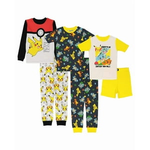 Set De Pijama Poke Treasure 4T De Algodón Ajustado Para Niños Pokémon, 6 Piezas