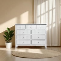 Arca Muebles - Comoda De Madera 9 Cajones 120X40X90 Color Blanco Ranurado