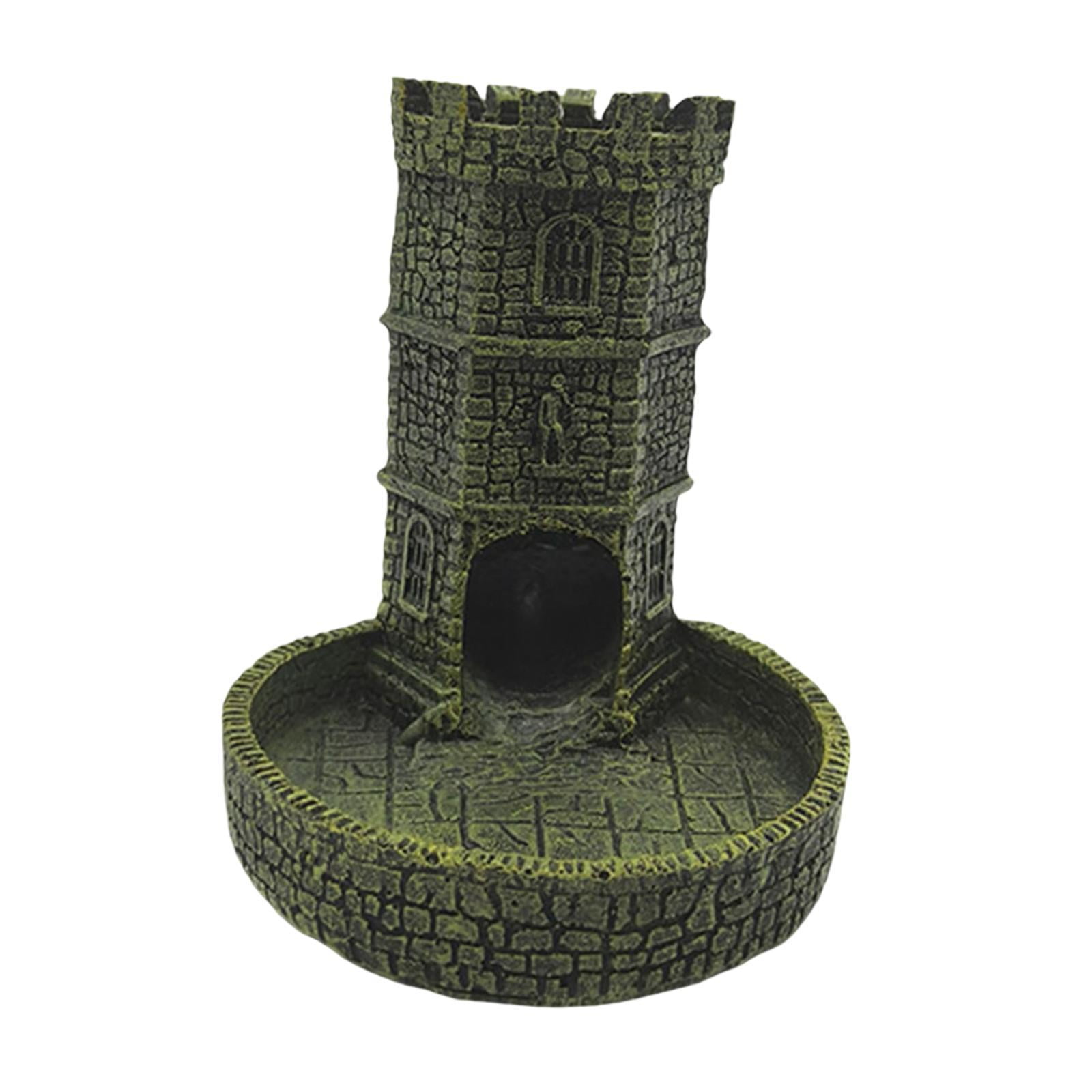 Bothyi - Torre De Dados Con Bandeja Para Pared Con Diseño De Castillo, Bandeja Para Tirar Dados Tallada Para Regalo De Cumpleaños, Color Amarillo Y Verde