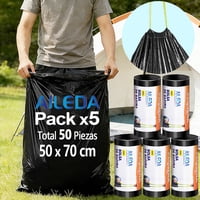 Aileda Bolsa De Basura Con Cordón Pequeña 50X70 Cms - Cierre Fácil 5 Rollo Con En Total 50 Unidades