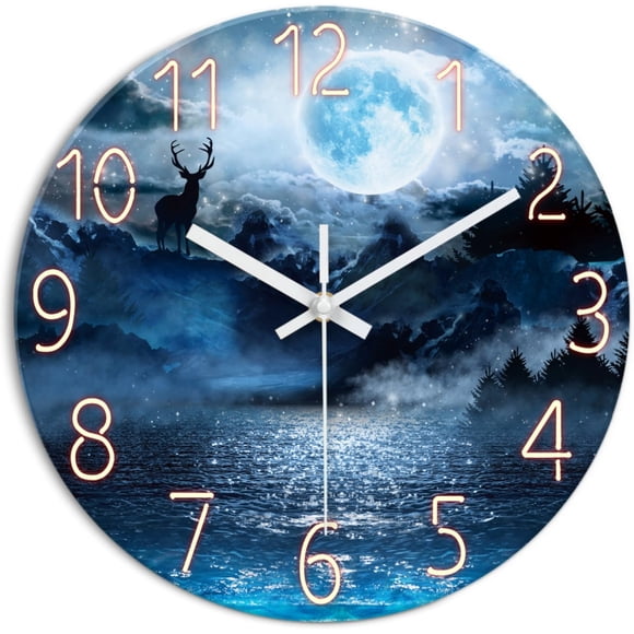 Reloj de Pared XFM 30 cm Vidrio Azul Silencioso sin Tictac
