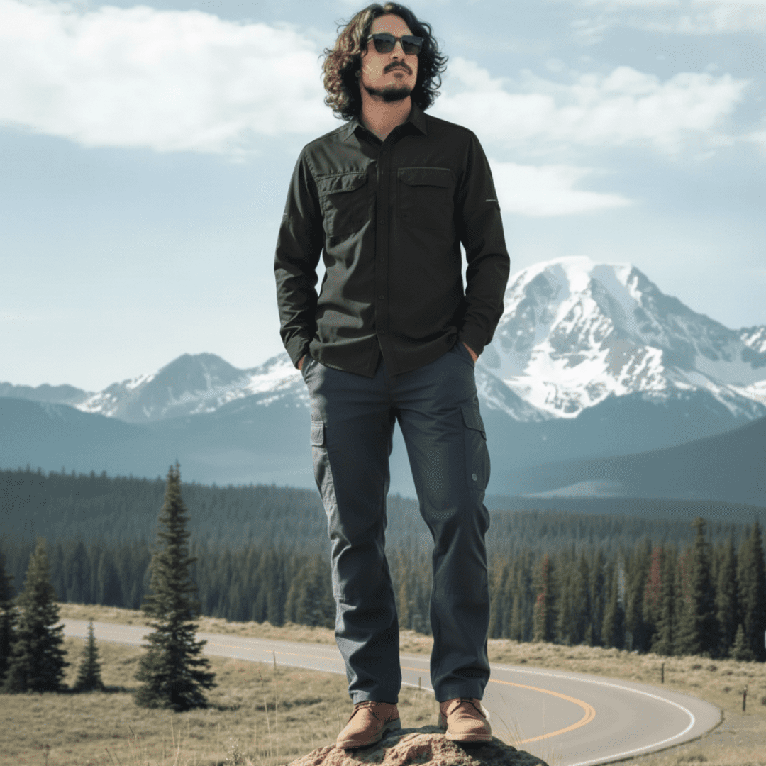 T-world - Camisa Outdoor Trekking Hombre Ripstop Protección Uv+50 - Negro Talla 2xl