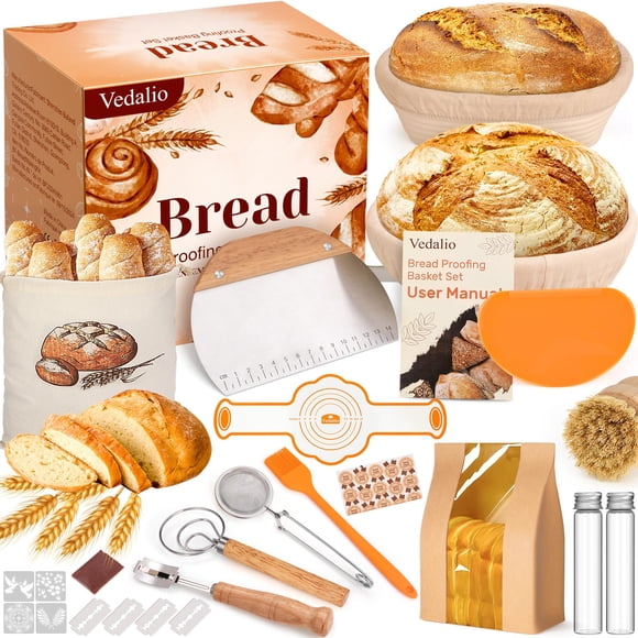 Kit básico de masa madre VEDALIO con cestas de fermentación y herramientas