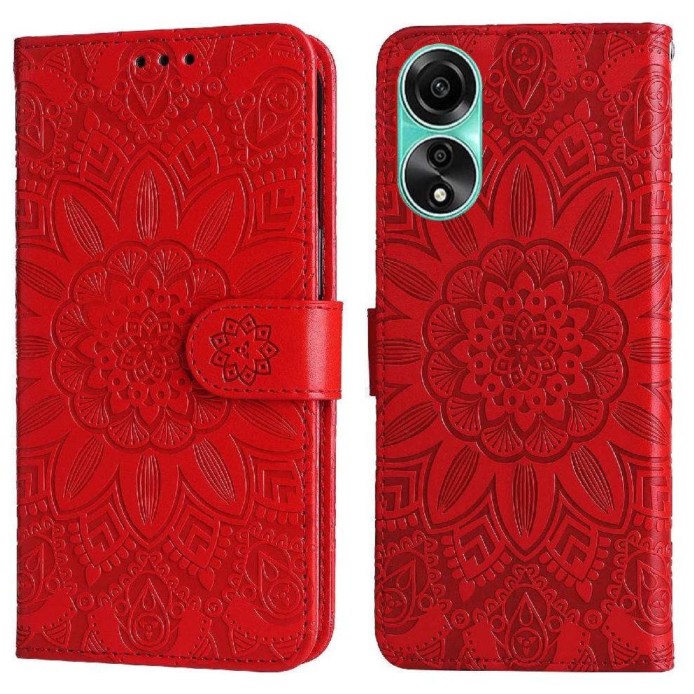 Funda Tipo Cartera Foxdock Para Oppo A78 4G , Diseño Girasol En Relieve, Cuero Pu, Cierre Magnético, Soporte Y Tarjetero