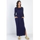 thumbnail image 4 of Saronite Vestido Largo Básico de Rayón con Cuello Redondo y Manga Larga, Azul Marino (para Mujer), 4 of 4